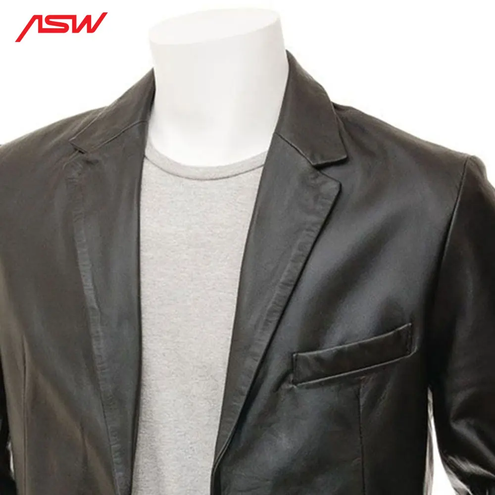 Men's Simple Leather Blazer Custom Made Hot Selling Slim Fit Blazer