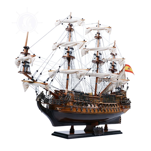 Wooden San Felipe Ship Model from Vietnam for Home Decoration Gift Item Handmade Wood Craft Display Boat (71.1Lx24.1Wx66H Cm)