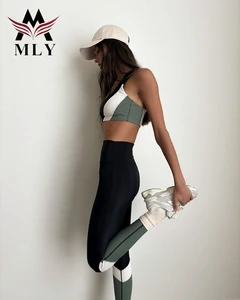 Fashion Color Block Lightweight Yoga Pants Gym Fitness Comfortable Stretch Yoga Sets for Woman