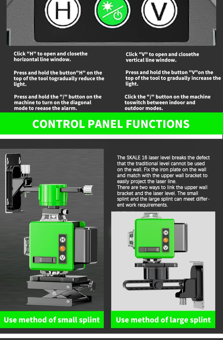 4d 16 Line Laser Level Battery 360 Horizontal Vertical Cross Light ...