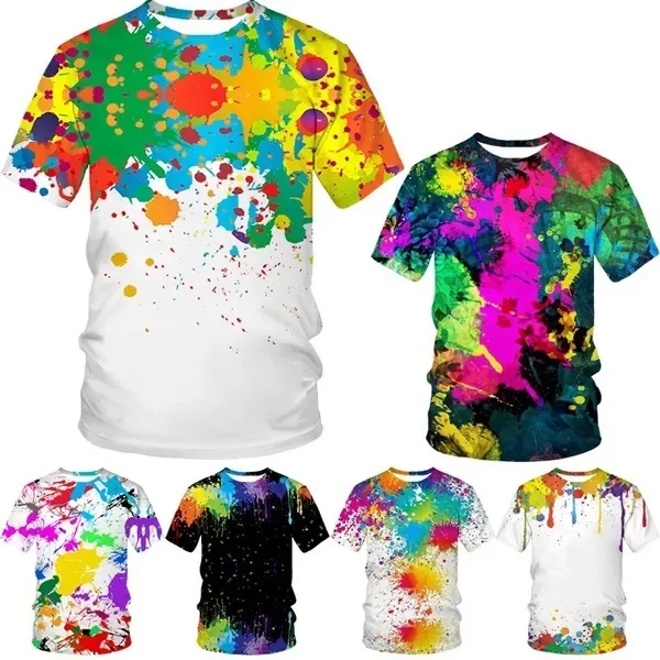 2020 Men Fashion Summer Splash-ink T-shirt Cotton Swag Mens