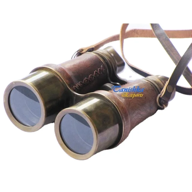Винтажный бинокль для кемпинга, пешего туризма, путешествий, бинокль из морской кожи и латуни, бинокль, пиратское стекло с ремешком на шею