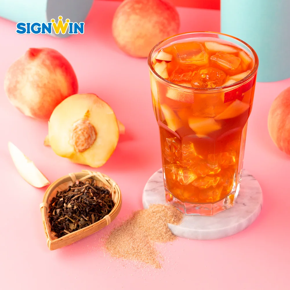 SIGNWIN-3 in 1 Peach Ice Tea Powder Instant Drink Powder use in bubble tea chain store