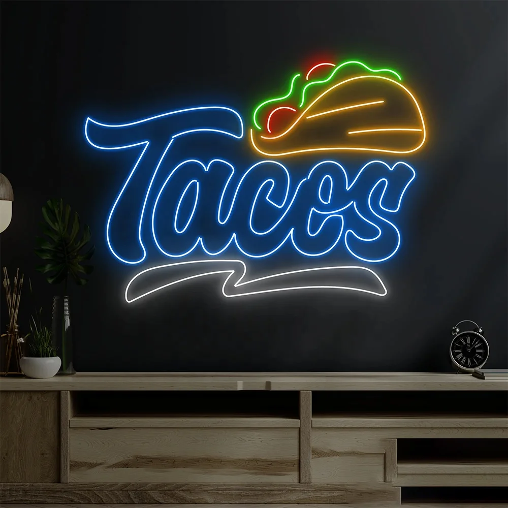 Store Business LED Neon Sign - Tacos Hamburger Pizza Shop