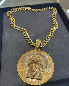 Personalization Custom Jesus Face Pendant Gold Moissanite Sterling Silver Party Starling Silver Pendant Necklace Factory