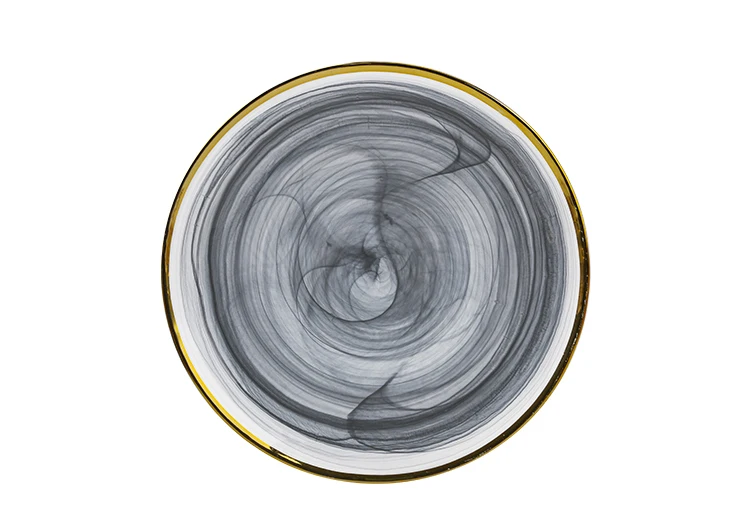 New Arrival Dinnerware Wedding Banquet Glass Decoration Plates Smokey Clear Gold Rimmed Charger Plates