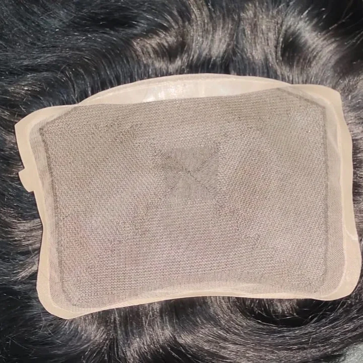 Hot Sale Exported Male Hair Natural Black 6 Inch Toupee Men Hair Replacement System Unit Human