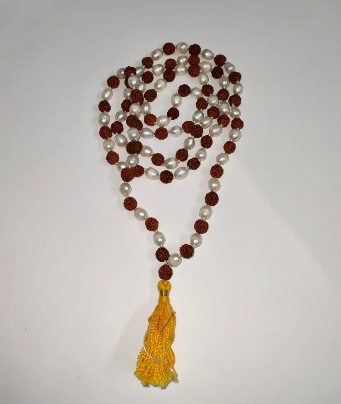 GRETHE 108 Bead Rudraksha Mala – 7mm Natural Certified Beads, Chanting Prayer Necklace For Men & Women