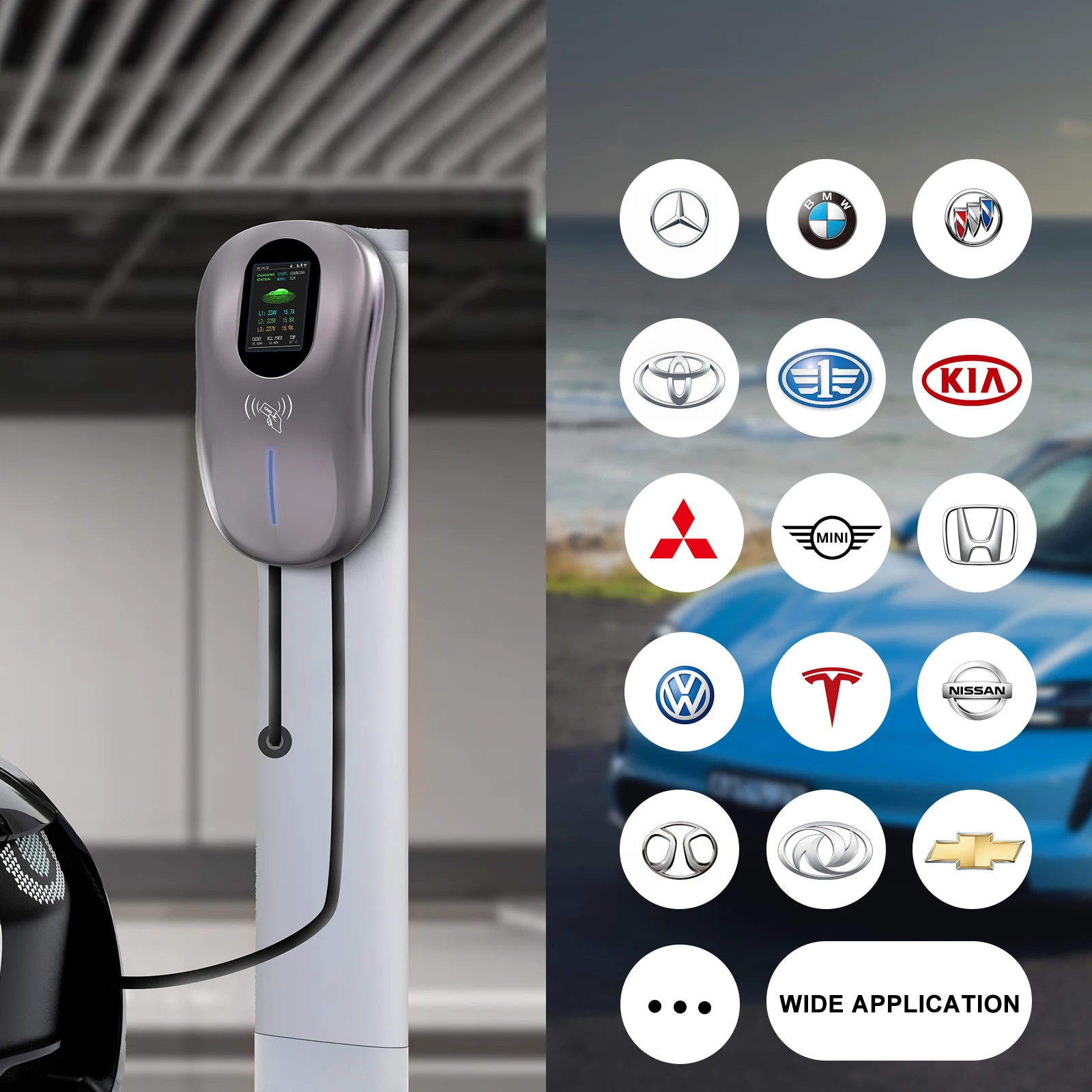 Carré Rouge 32A 7KW EV Charging Station | European Plug, IP65, With Meter & Protections | Made In France
