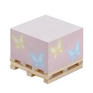 2026 Wholesale Self-Adhesive Cube Customized Printed Sticky Notes Block Wooden Pallet Black Logo Full Printing Logo Memo Pad