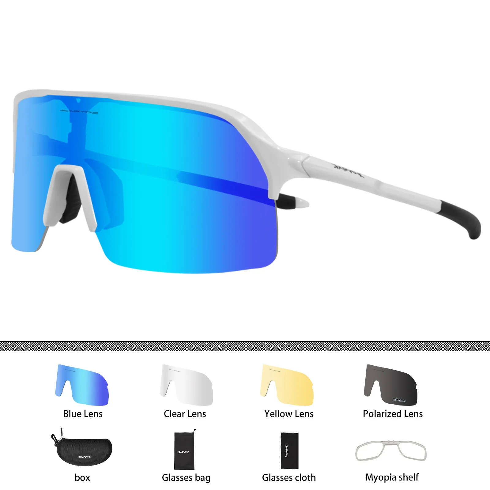 Occhiali Da Ciclismo KAPVOE Polarizzati - 5 Lenti Intercambiabili, Montatura TR90, Uomo E Donna - Foto 6