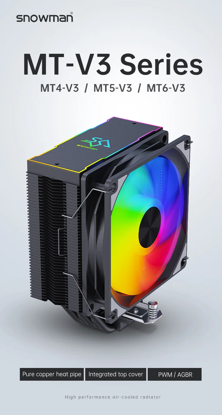 Snowman Mt6-v3 Argb Cpu Cooler - 6 Heatpipe,For Desktop Pcs Supporting ...