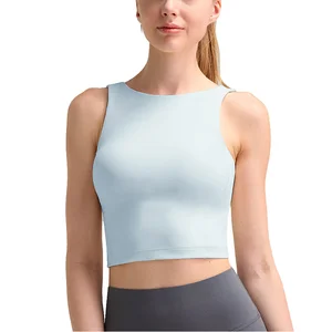 New Style Fashionable Outer Wear Training Running Sports Bra Light Belt Breast Mat Yoga Vest Girl Underwear Sleeveless Top
