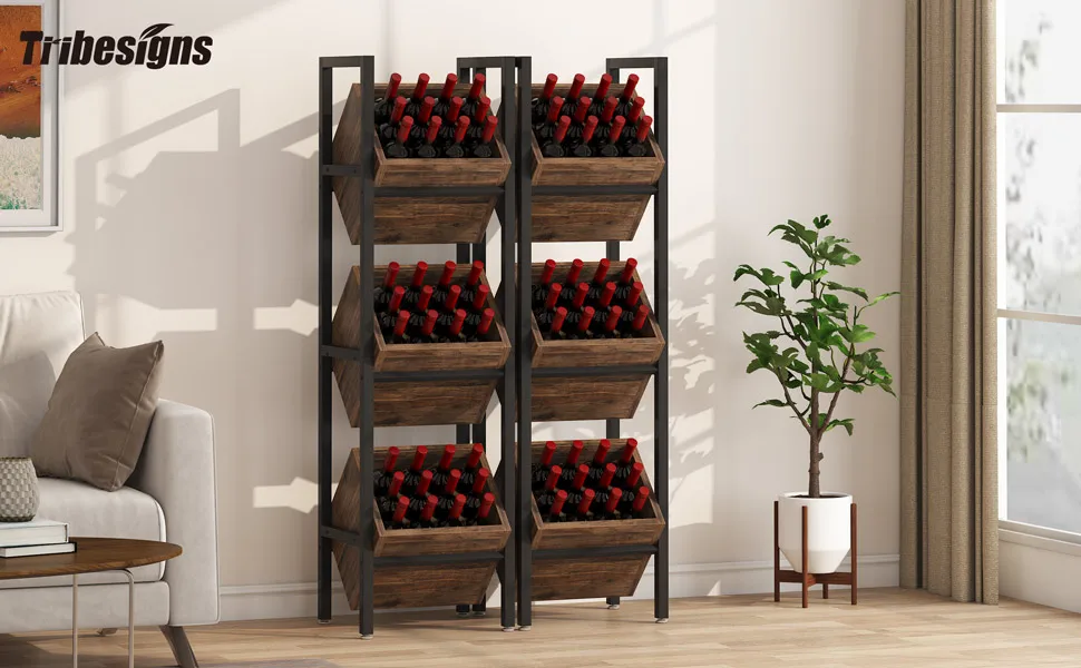 Tribesigns 3 Tier wine storage holders racks,  wood standing wine rack for sale wine holder