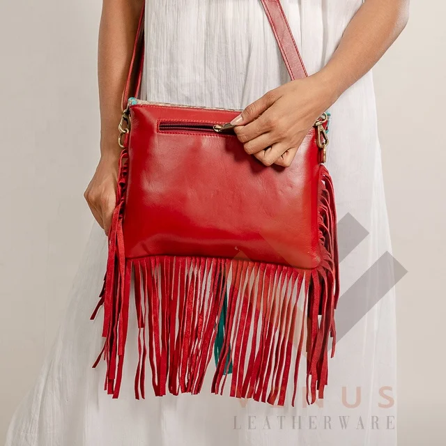 Bohemian discount vintage leather and fur shoulder bag