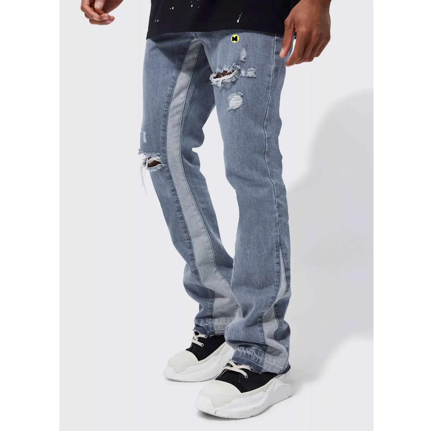 Slim Flare Distressed Panel Jeans Mens Bootcut Jeans In,Skinny Jeans ...