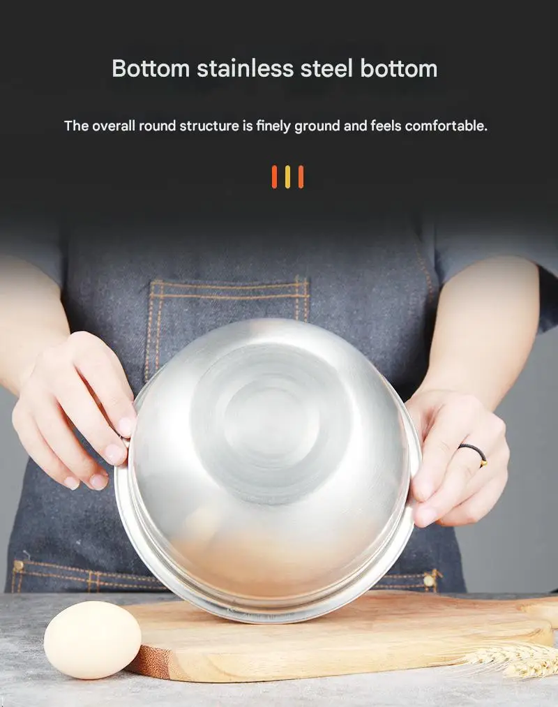 Stainless Steel Egg Mixing Bowl Baking Home Special Container Kitchen and Dough Kneading Cake Cream Sending Cooking Bowl