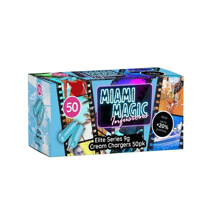 Надежный дилер пользующийся спросом производитель сливок Miami Magic 9g x 50 Pack зарядное устройство для взбитых оптовых покупателей