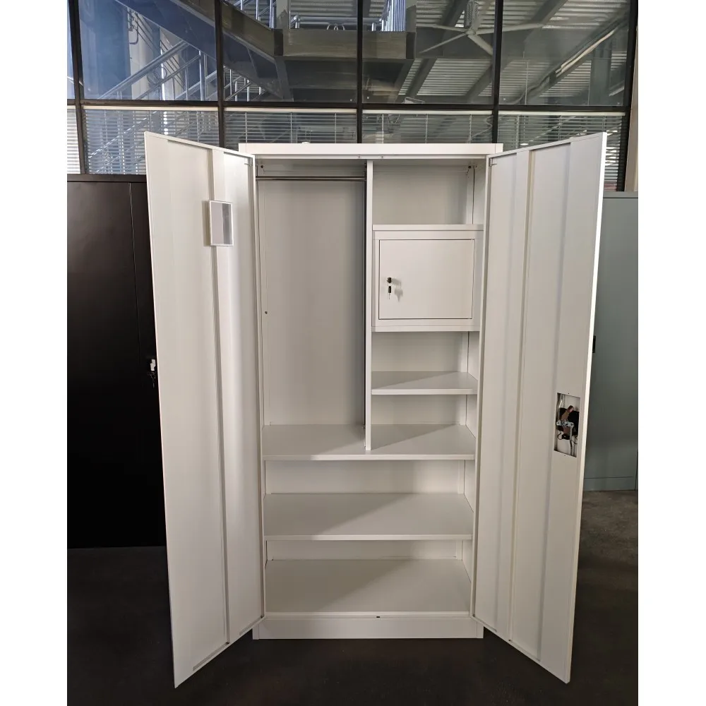 Metal Storage Wardrobe with Safe Steel Filing Cabinet Locker Closet Storage Wardrobe
