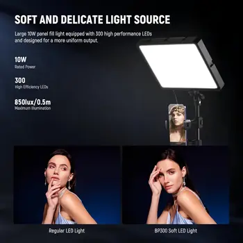 NEEWER 2 Pack LED Video Light Panel Lighting Kit with 2 59''/150cm Stands & 2 Phone Holders, 850lx/0.5m Bi Color 2700-6500K detail image
