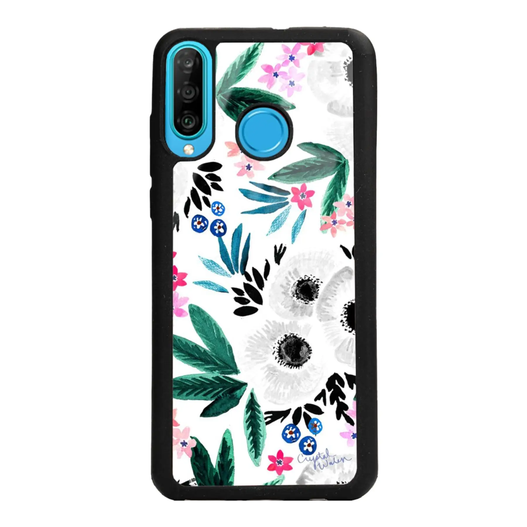 Huawei P20 Lite White Floral Design Glossy Phone Case