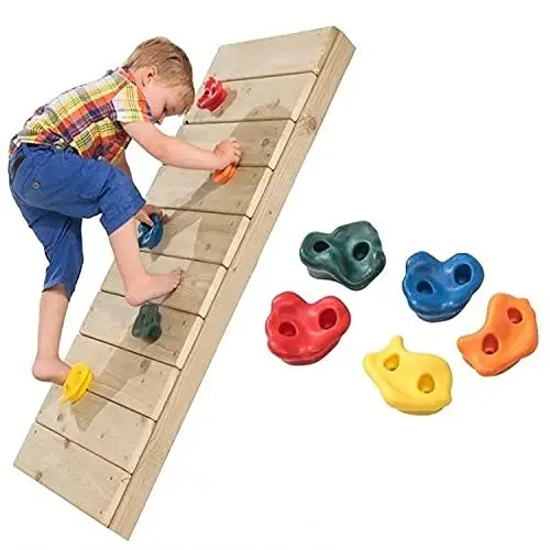 NOSTIFY Lot de 25 supports d'escalade et 4 poignées d'escalade pour enfants, en forme de nez de cochon coloré, ensemble de pierres murales en bois pour aire de jeux extérieure, maison de