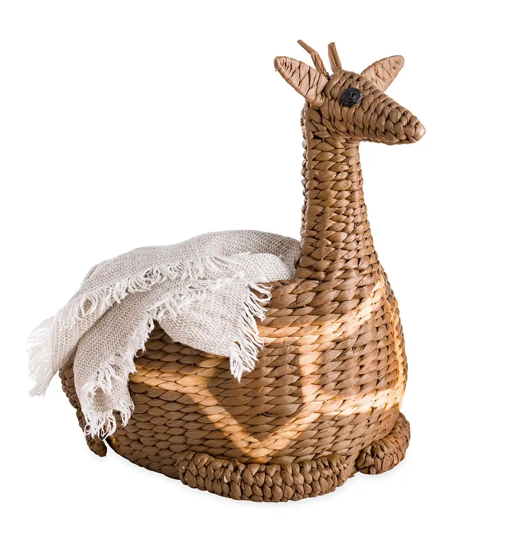 Kid Decoration Whimsical Woven Water Hyacinth Giraffe Storage Basket ...