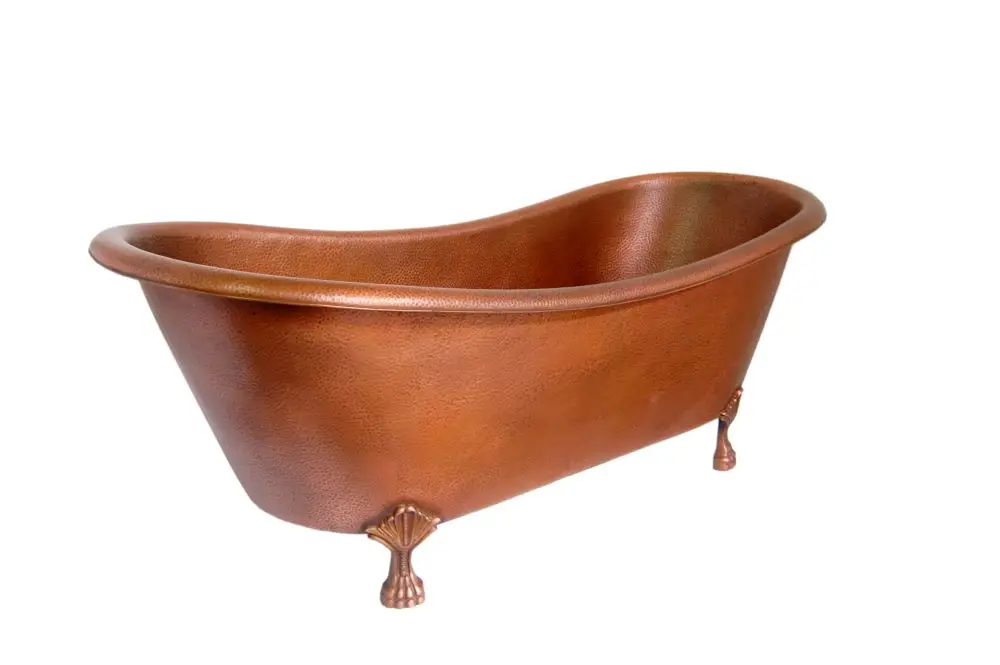 Clawfoot Copper Bathtub Luxury Hammered Double Slipper Suitable For