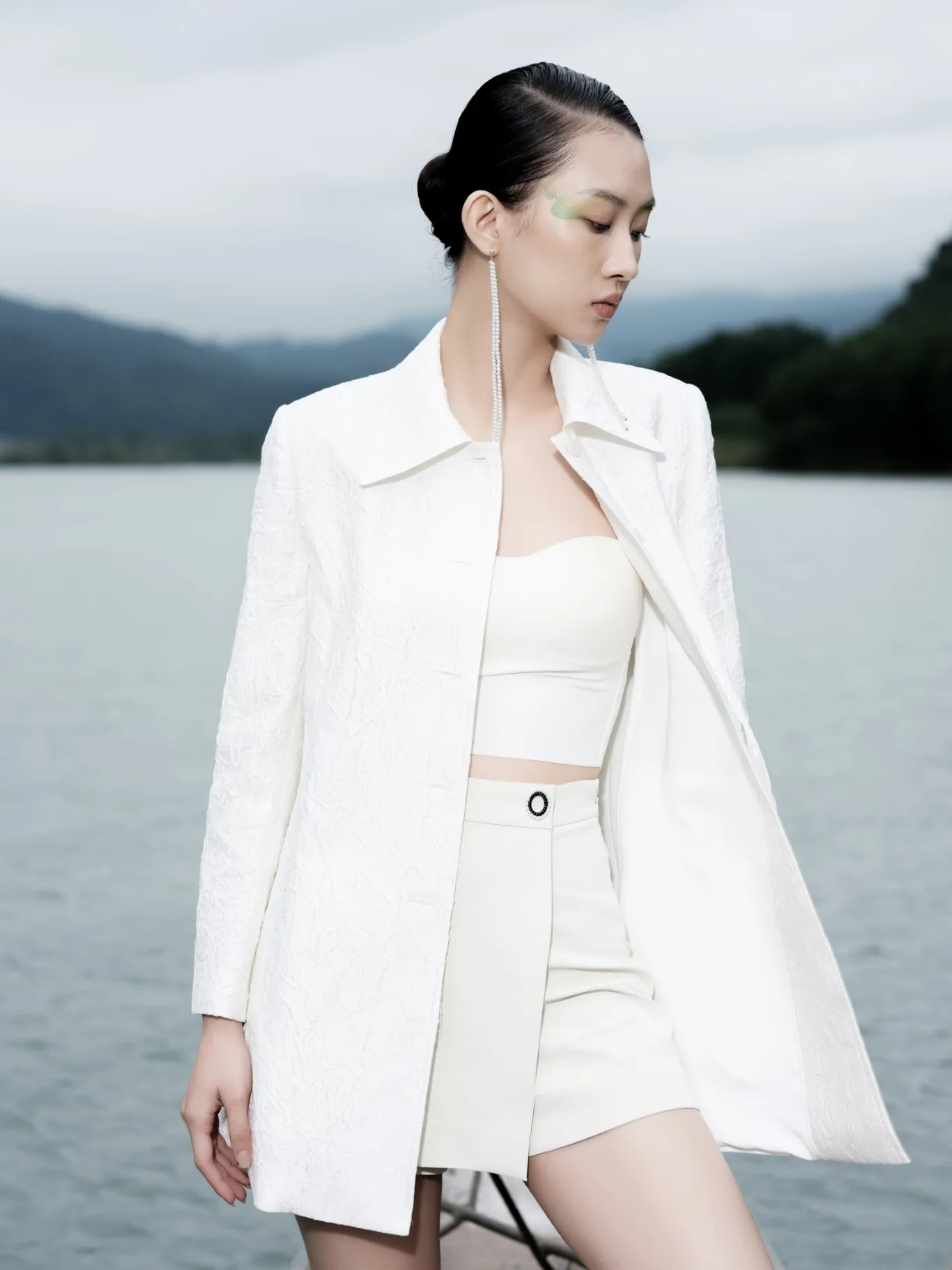 Elegant Black & White Darius Shirt Jacket - Eco-friendly