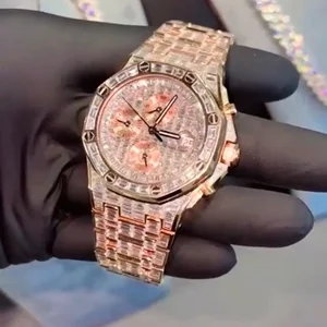 Luxury Square Fashion Quartz Moissanite Watch | VVS Iced Out Skeleton Design | Stainless Steel Case Diamond Tester Pass