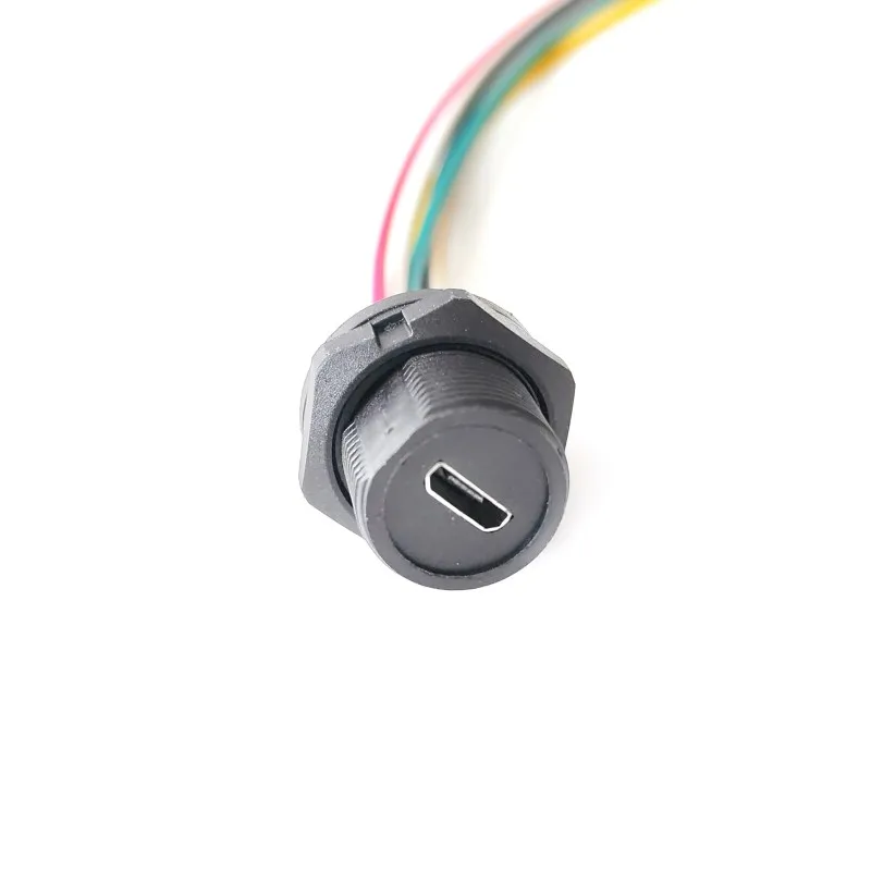 Factory Direct Sell Micro USB 3.0 2.0 Type-C Panel Mount Electronic Wires PA66 Waterproof IP67 Female Connector