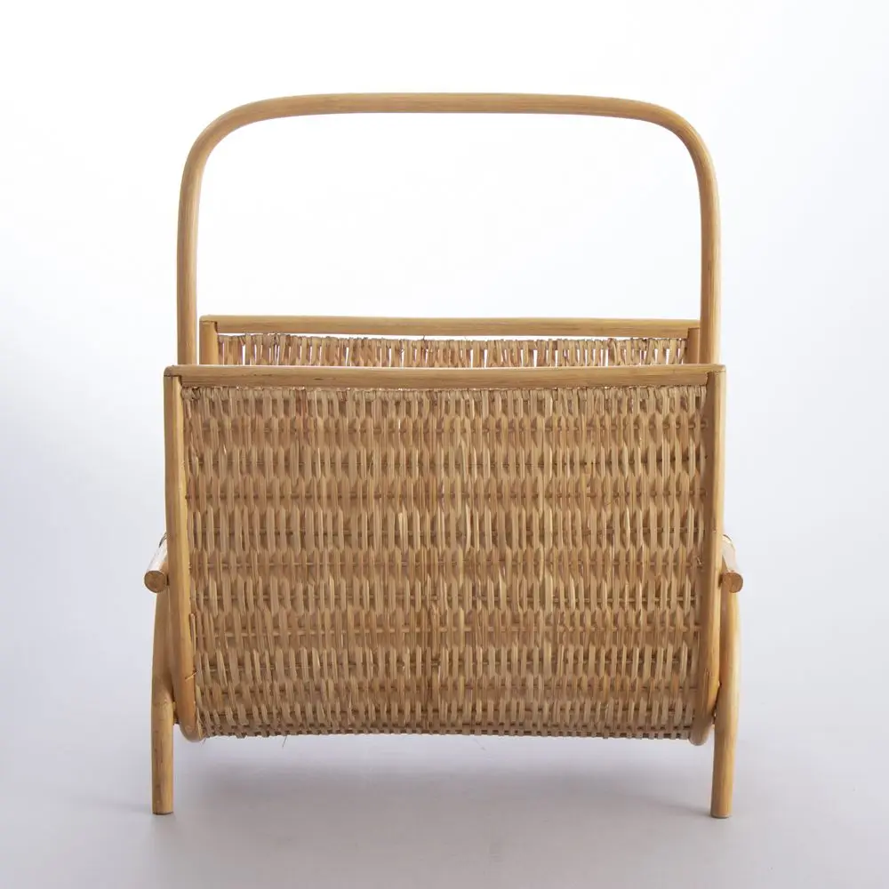 Tabletop Rattan Newspaper A4 Paper Holder Rack Office Decoration and Organization Racks for Desk Magazine File Holders