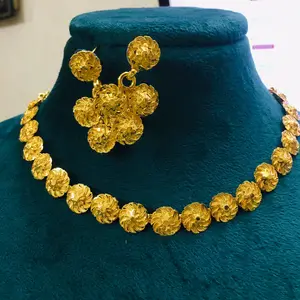 Vintage Copper Imitation Jewelry Set Necklace Earrings Bangles Combs Brooches