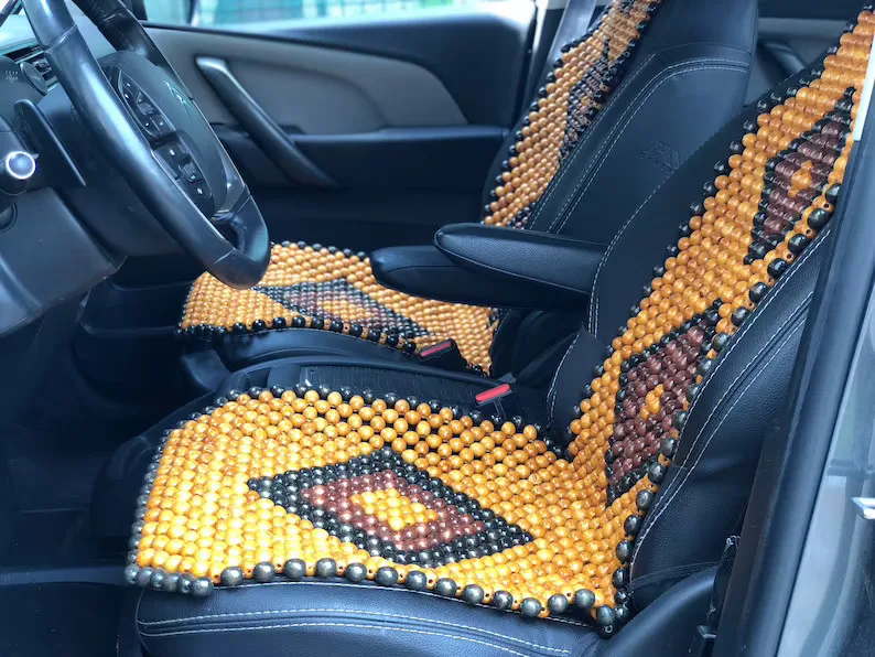 Ecofriendly Natural Wood Beaded Seat Cover Massaging Cool Cushion For