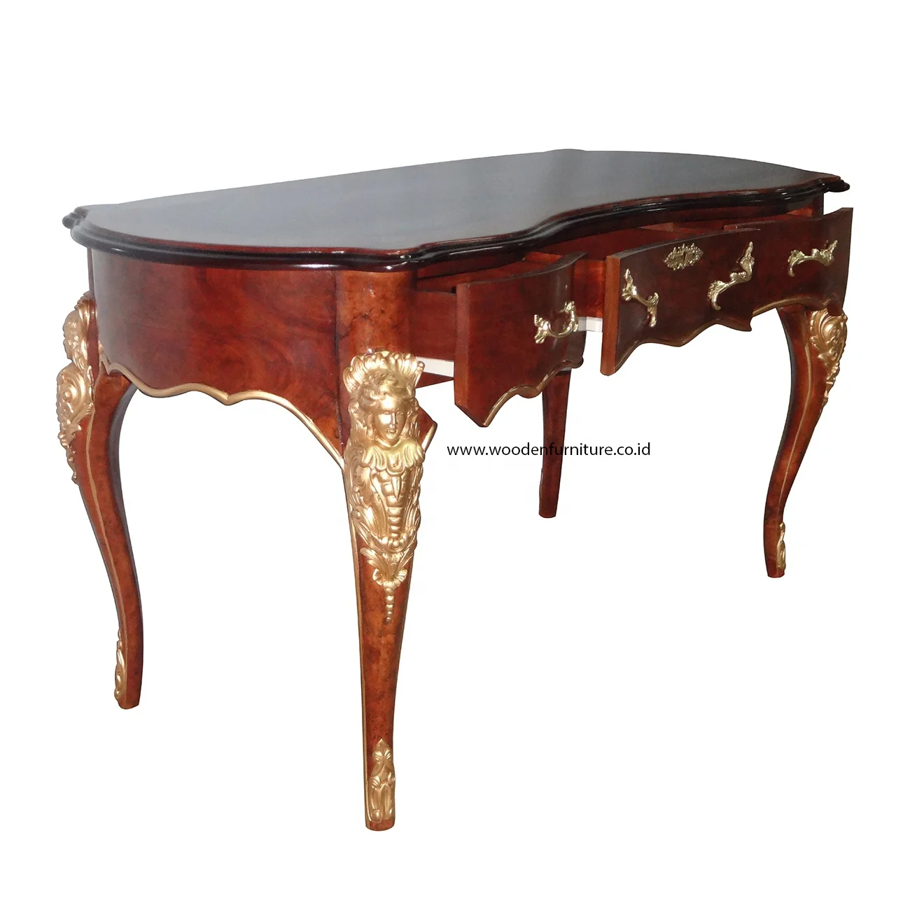 French Style Office Furniture Antique Reproduction Desk Wood Carved