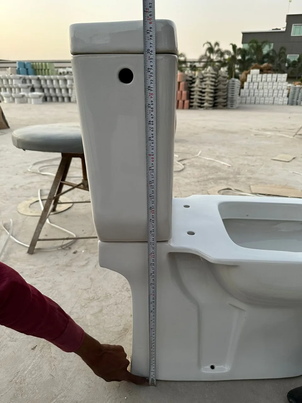 Square Shaped Captiva Two Piece Ceramic WC & Bathroom Sink Set with Dual Flush P-Trap & S-Trap Drainage From Indian Factory
