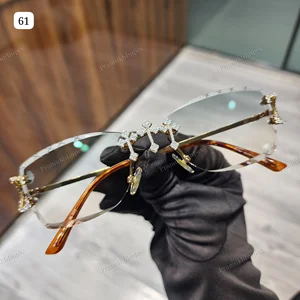 VVS Moissanite Diamond Light Weight Luxury Sunglasses Trendy Classic Design Custom Fine Jewelry Latest Design Men UV Protection