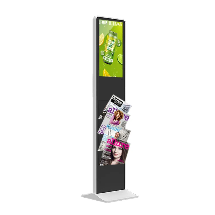 21.5 Inch Android / Windows Digital Signage Smart Magazine Advertising Touch Kiosk with Brochure Holder