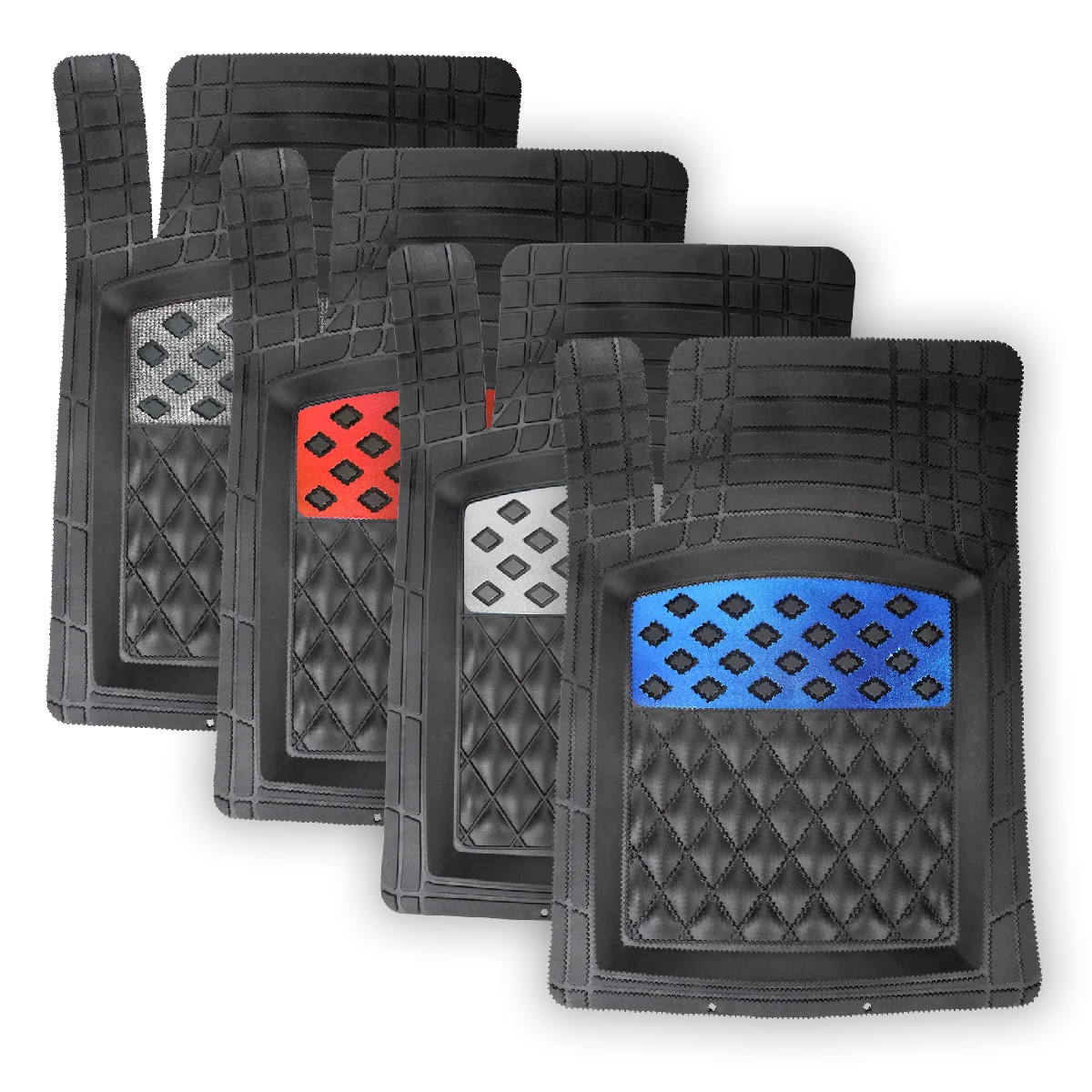 Universal Car Mat Rubber 5 Pieces High Quality Red Metal Heel Support