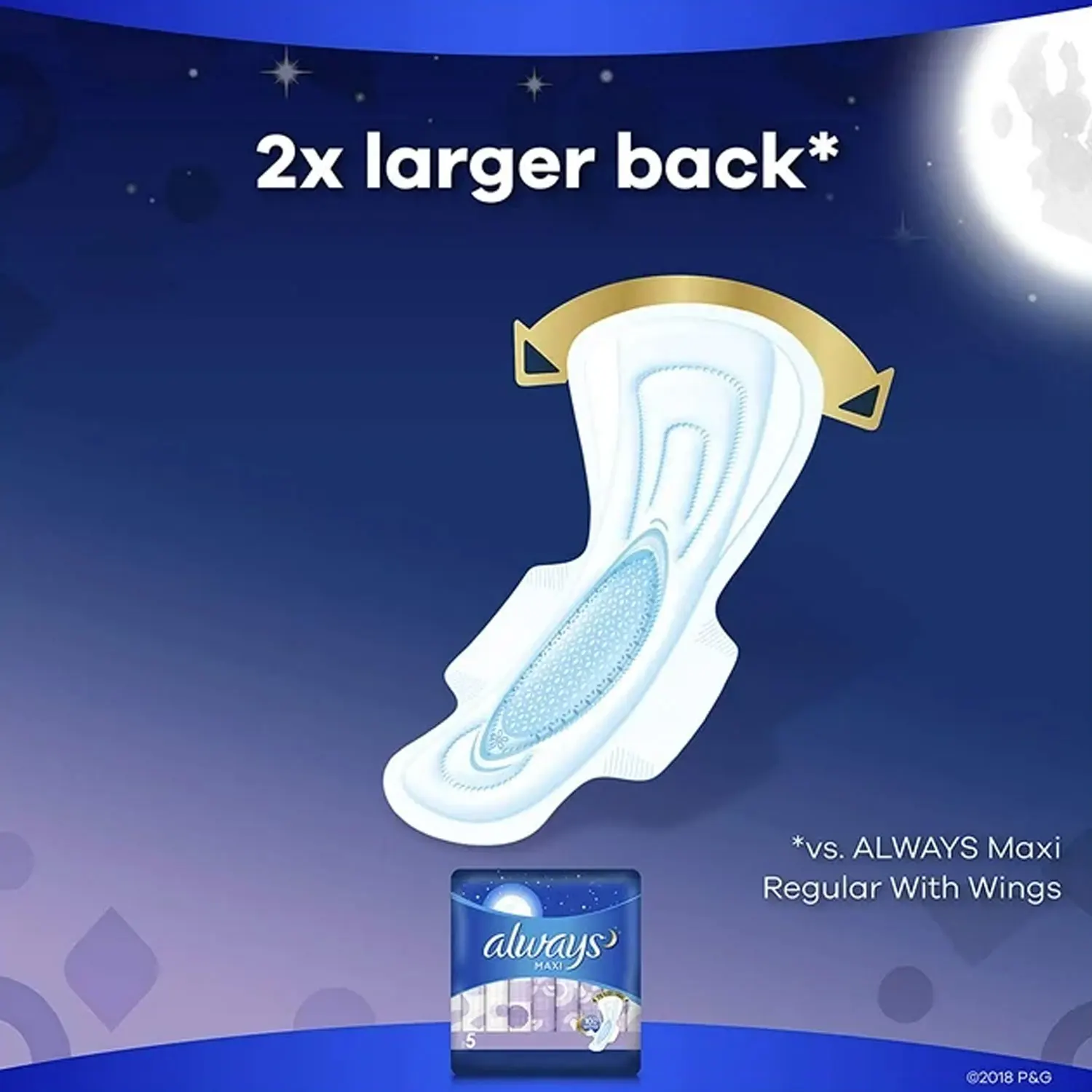 Always Maxi Overnight Pads With Wings,Size 5 - 36 Count Pack For Extra ...