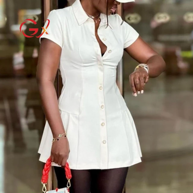 Shop Our GX9427 Fashion 2024 Casual Shirt Style Mini Dress