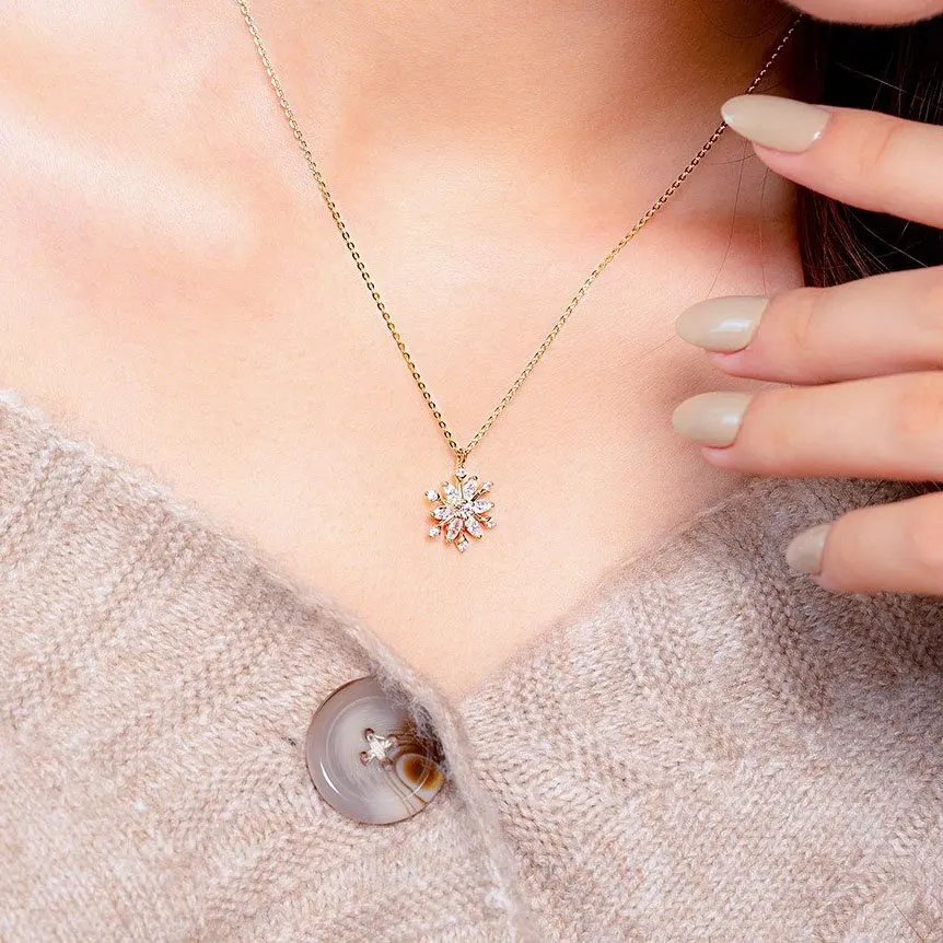 Elegant 9k/10k/14k Solid Gold Fine Necklace Jewelry Chain With Cz