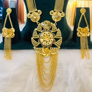 24K Gold Plated Dubai Vintage Fashion Jewelry Necklace Set Earrings Bangles Combs Brooches Copper Material for Bulgaria