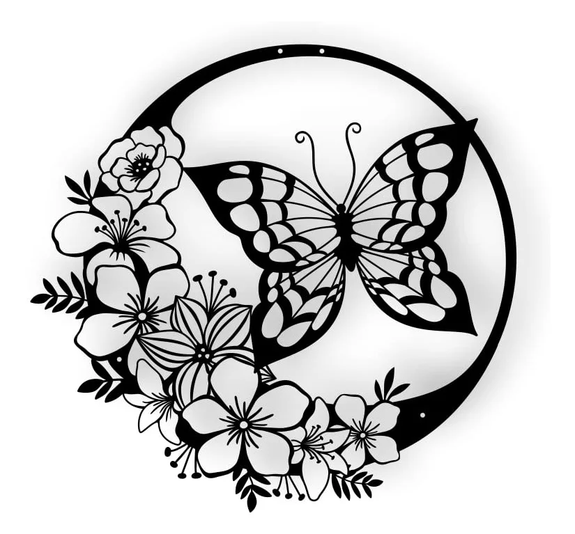 Floral Metal Butterfly & Flowers