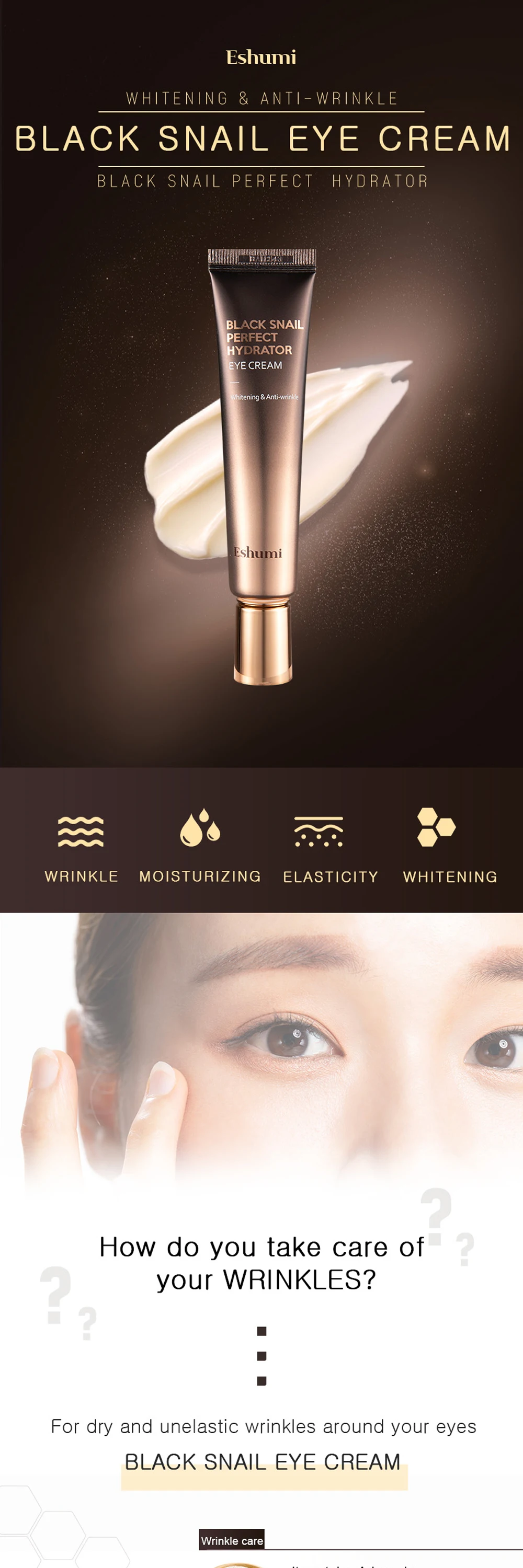 Eshumi Black Snail Perfect Hydration Eye Cream - Anti-wrinkle