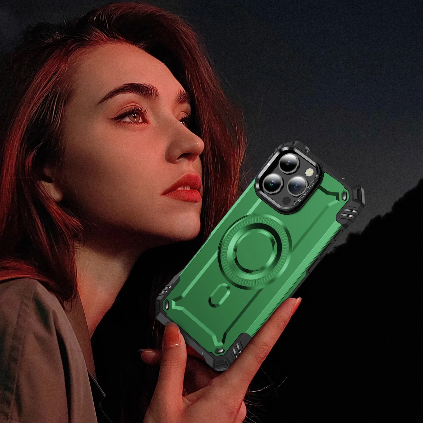 Fashion Cool Metal Camera Frame and Kickstand Wireless Charging Magnetic Bracket Phone Case for iphone 16 Plus Pro Max 15 14 13