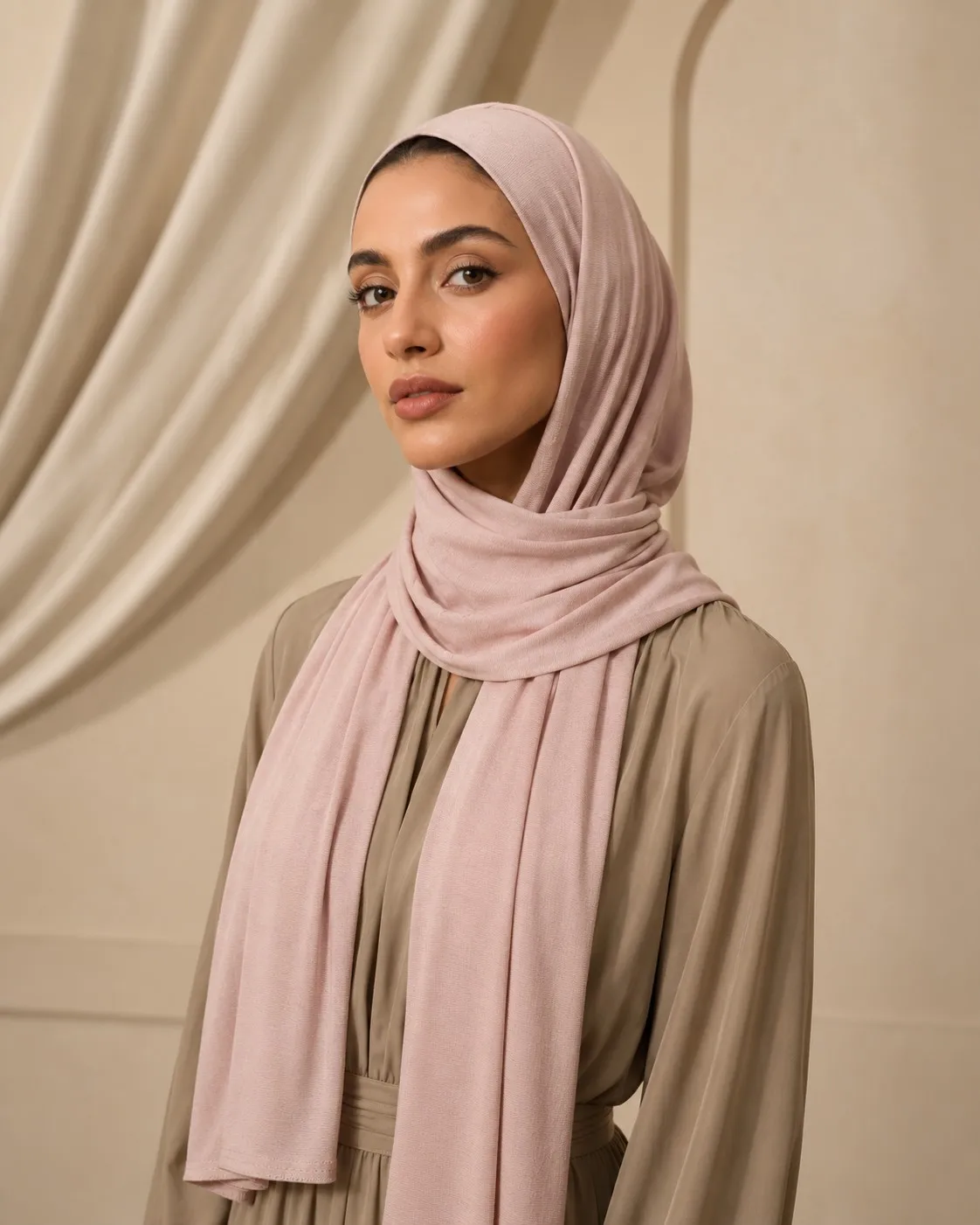 Custom Jersey Modal Hijab Blush Pink view 3