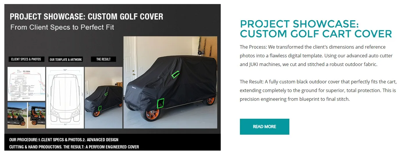 Custom Golf Cart Cover Design Case Study: From Client Specifications to a Ground-Reaching Fit custom golf cart cover