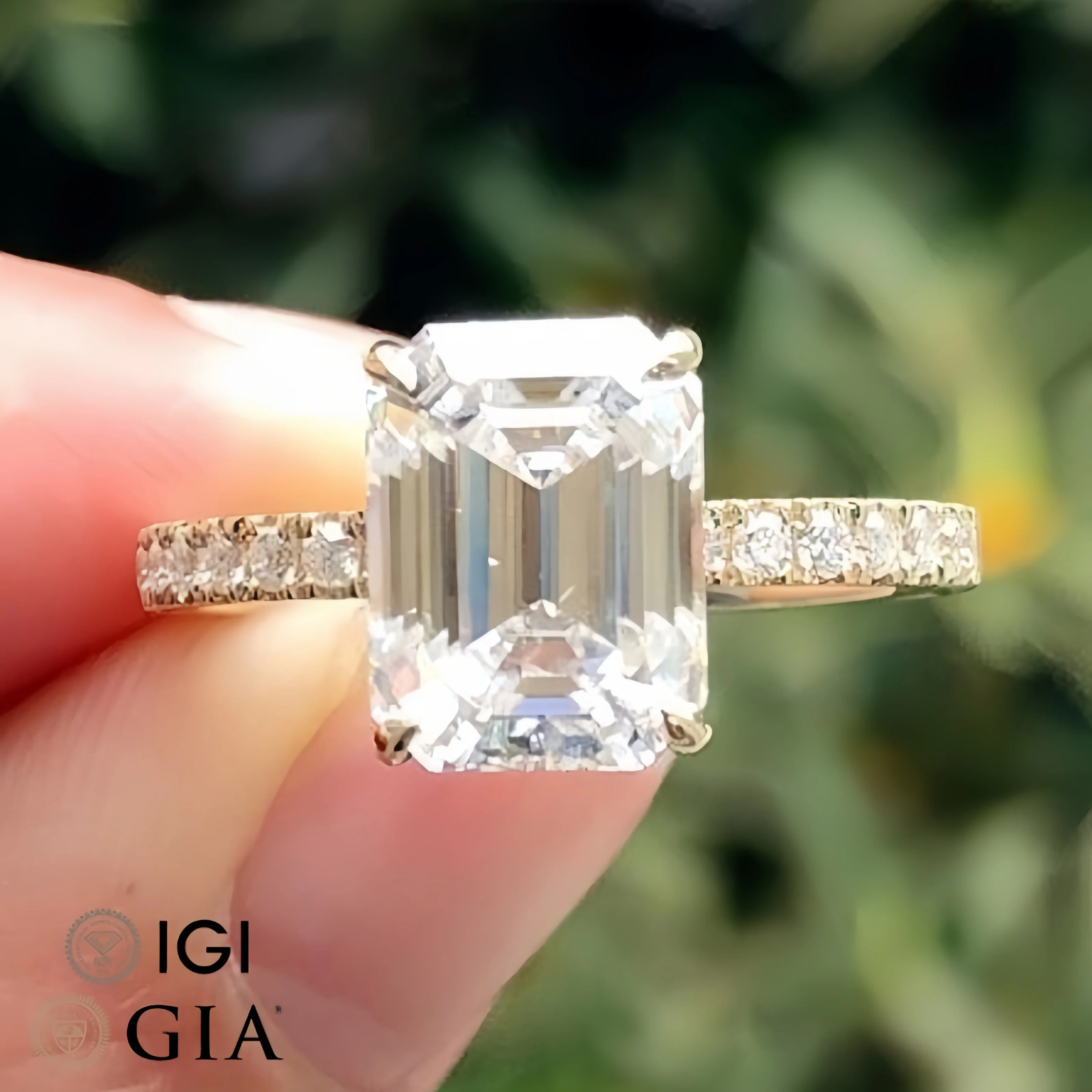 Factory Custom Gia Igi Certified Vvs Cvd Lab Grown Made Diamond 10k 14k 18k Gold Emerald Cut Engagement Ring 12 3 Carat 2ct