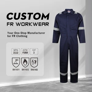 100%Cotton Flame Retardant Coverall With Reflective Tape Fire Resistant Coverall Mining Clothing